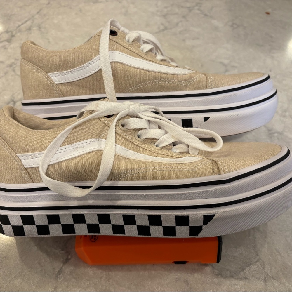 Vans Beige and White Sneakers